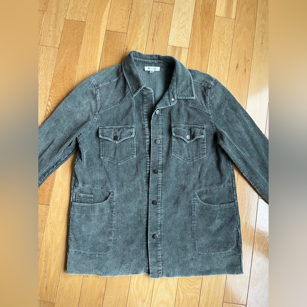Vici Weathered Green Corduroy Shacket